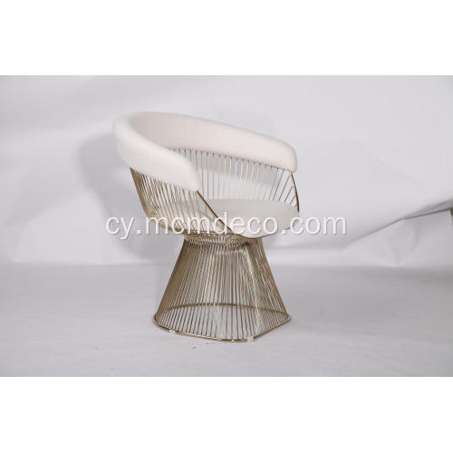 Cadeirydd Bwyta Fodern Leather Warren Platner